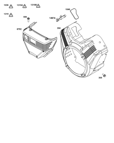 Blower Housing Group Diagram and Parts List for 38E347-0021-G1 200000 - 399999 Briggs and Stratton Engine